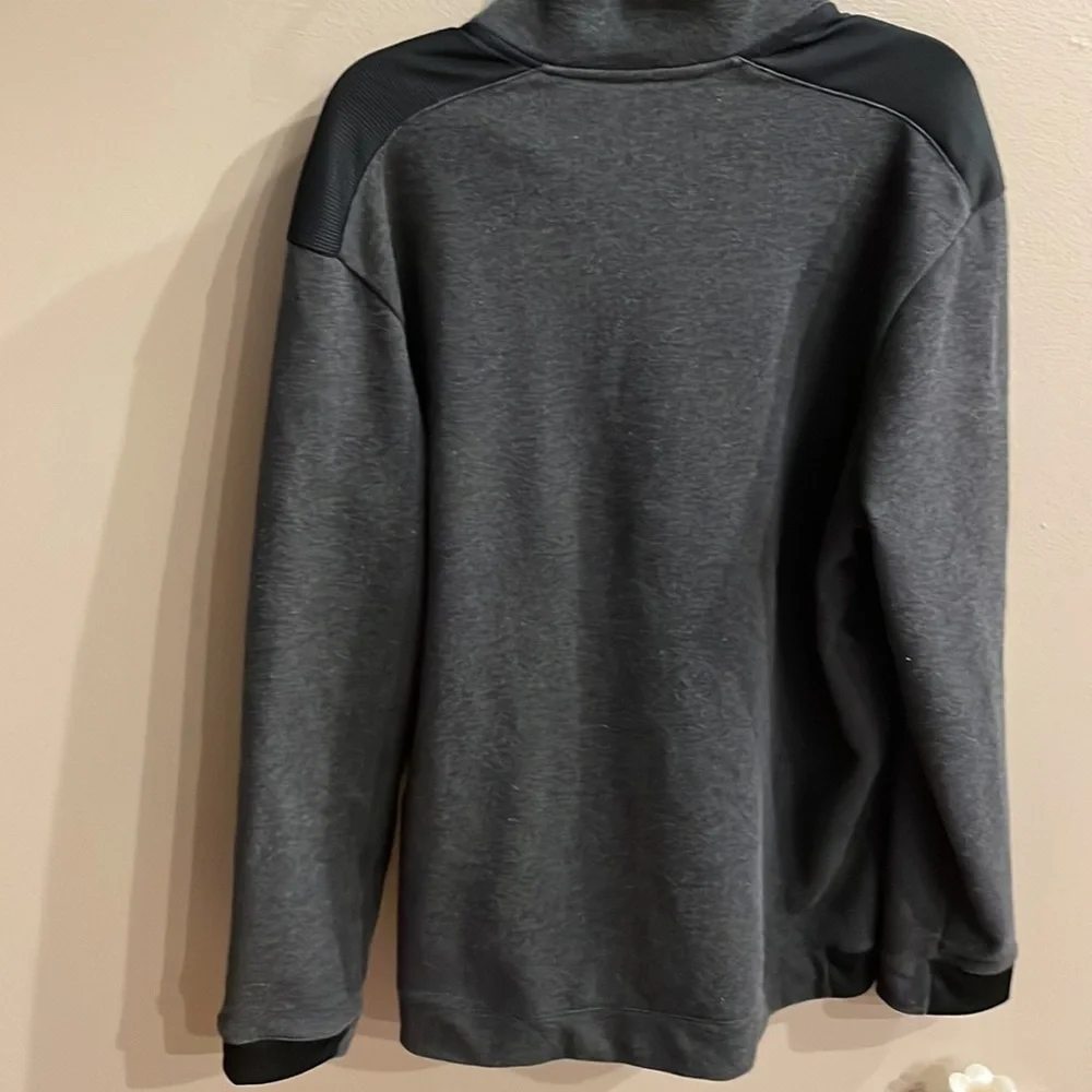ADIDAS MENS quarter zip pull over sweatshirt / terry inside grey / blk XL